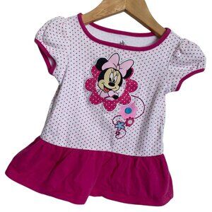 Disney Baby Minnie Mouse Short Sleeve Floral Tee Shirt 6-12 M
